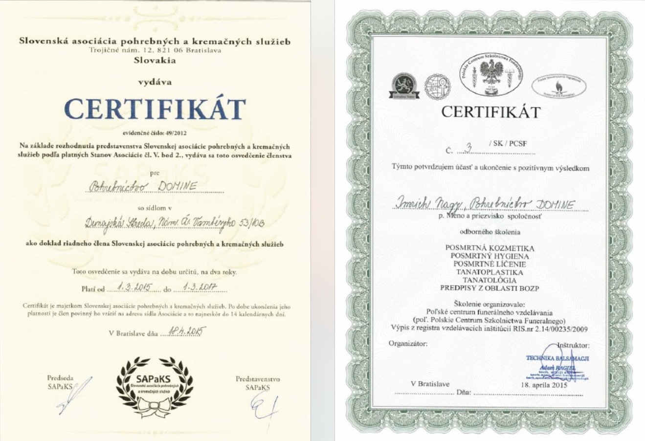 Certifikát Sapaks